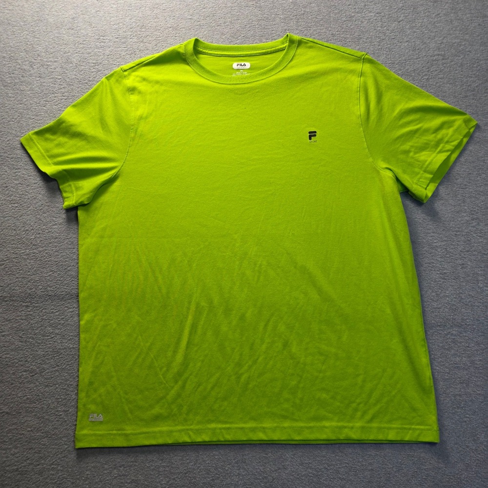 Fila Sport Workout Gymβ Shirt Mens XXL Neon Green Athletic Tee Performance Top
